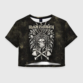 Женская футболка Crop-top 3D с принтом IRON MADEN , 100% полиэстер | круглая горловина, длина футболки до линии талии, рукава с отворотами | heavy metal | iron maiden | metal | айрон мейден | группы | метал | музыка | рок | хеви метал