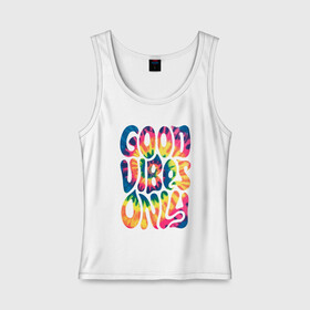 Женская майка хлопок с принтом Good vibes only , 95% хлопок, 5% эластан |  | gradient | pattern | tie dye | градиент | паттерн | тай дай | тие дие | узор | узоры