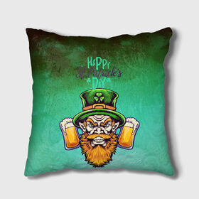 Подушка 3D с принтом Happy Saint Patricks Day , наволочка – 100% полиэстер, наполнитель – холлофайбер (легкий наполнитель, не вызывает аллергию). | состоит из подушки и наволочки. Наволочка на молнии, легко снимается для стирки | saint patricks day | арт | графика | март | патрик | святой патрик