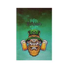 Обложка для паспорта матовая кожа с принтом Happy Saint Patricks Day , натуральная матовая кожа | размер 19,3 х 13,7 см; прозрачные пластиковые крепления | Тематика изображения на принте: saint patricks day | арт | графика | март | патрик | святой патрик