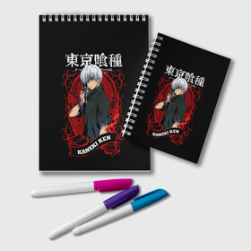 Блокнот с принтом Kaneki Ken с красным узором , 100% бумага | 48 листов, плотность листов — 60 г/м2, плотность картонной обложки — 250 г/м2. Листы скреплены удобной пружинной спиралью. Цвет линий — светло-серый
 | Тематика изображения на принте: anime | kaneki ken | tokyo ghoul | tokyo ghoul: re | аниме | анимэ | гули | джузо сузуя | канеки кен | кузен йошимура | наки | нишики нишио | ре | ренджи йомо | ризе камиширо | токийский гуль | тоука киришима | ута