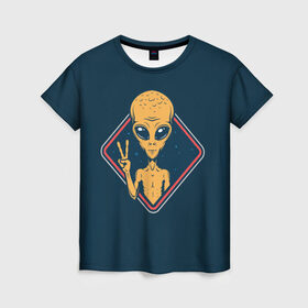 Женская футболка 3D с принтом НЛО / UFO , 100% полиэфир ( синтетическое хлопкоподобное полотно) | прямой крой, круглый вырез горловины, длина до линии бедер | ufo | брат по разуму | зеленый человечек | инопланетец | инопланетник | инопланетный гость | инопланетянин | марсианин | нло | пришелец