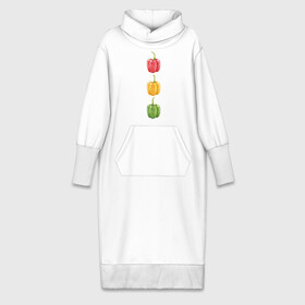 Платье удлиненное хлопок с принтом Перцы ,  |  | chili | green pepper | hot | red pepper | yellow pepper | жгучий | желтый | зеленый | красный | перцы | светофор | чили