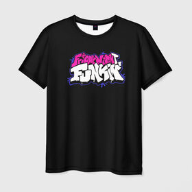 Мужская футболка 3D с принтом Friday Night Funkin , 100% полиэфир | прямой крой, круглый вырез горловины, длина до линии бедер | fnf | friday night funkin | детская | красочная | подростки | розово белое лого | розовое лого | фрайдэй найт функин