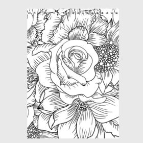 Скетчбук с принтом Тату цветы , 100% бумага
 | 48 листов, плотность листов — 100 г/м2, плотность картонной обложки — 250 г/м2. Листы скреплены сверху удобной пружинной спиралью | белый | лилия | подсолнух | роза | тату | цветы | черный