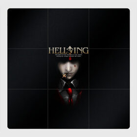 Магнитный плакат 3Х3 с принтом Хелсинг , Полимерный материал с магнитным слоем | 9 деталей размером 9*9 см | алукард | аниме | вампир | крест | кровь | манга | хеллсинг | хелсинг