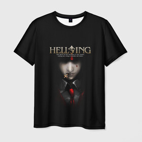 Мужская футболка 3D с принтом Хелсинг , 100% полиэфир | прямой крой, круглый вырез горловины, длина до линии бедер | Тематика изображения на принте: алукард | аниме | вампир | крест | кровь | манга | хеллсинг | хелсинг