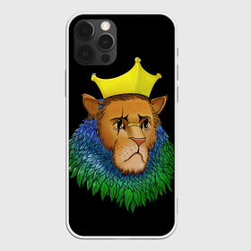 Чехол для iPhone 12 Pro Max с принтом Lion_art , Силикон |  | king | lion | корона | кошка | лев | перья | царь | царь зверей