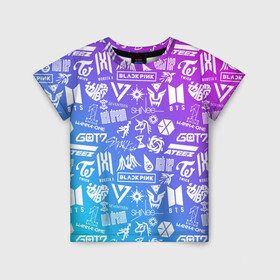Детская футболка 3D с принтом K-POP | Лучшие Группы , 100% гипоаллергенный полиэфир | прямой крой, круглый вырез горловины, длина до линии бедер, чуть спущенное плечо, ткань немного тянется | Тематика изображения на принте: ateez | bangtan | black pink | blackpink | boys | bts | exo | g dragon | got7 | jin | k pop | kpop | love | min yoon | monsta x | nct | seoul | seventeen | sninee | stray kids | straykids | suga | twice | арэм | бойбенд | бойбэнд | бтс | ви | вс