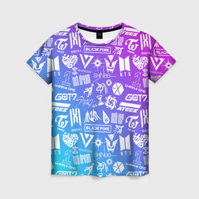 Женская футболка 3D с принтом K-POP | Лучшие Группы , 100% полиэфир ( синтетическое хлопкоподобное полотно) | прямой крой, круглый вырез горловины, длина до линии бедер | ateez | bangtan | black pink | blackpink | boys | bts | exo | g dragon | got7 | jin | k pop | kpop | love | min yoon | monsta x | nct | seoul | seventeen | sninee | stray kids | straykids | suga | twice | арэм | бойбенд | бойбэнд | бтс | ви | вс