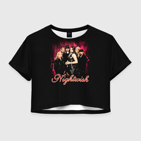 Женская футболка Crop-top 3D с принтом Nightwish , 100% полиэстер | круглая горловина, длина футболки до линии талии, рукава с отворотами | gothic | metall | nightwish | rock | tarja turunen | готические | логотипы рок групп | метал | музыка | найтвиш | рок группы | рокерские | симфоник метал | тарья турунен