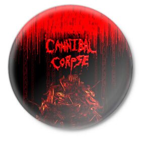 Значок с принтом CANNIBAL CORPSE ,  металл | круглая форма, металлическая застежка в виде булавки | blood | cannibal corpse | death metal | grunge | hardcore | music | punk | rock | usa | группа | канибал | кровь | метал | музыка | рок | сша | труп