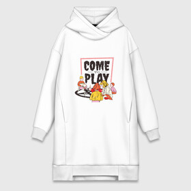 Платье-худи хлопок с принтом Come to Play Summon Demon ,  |  | Тематика изображения на принте: demon | exorcism | merch | parody | pentagram | sacrifice | satan | steven rhodes | девочка | демон | дьявол | жертвоприношение | культ | мерч | пародия | пентаграмма | прикол | родес | роудс | сатана | стивен | ужасы | хоррор | экзорцизм