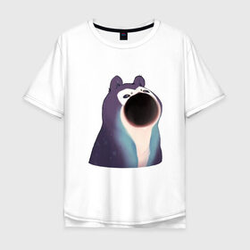 Мужская футболка хлопок Oversize с принтом Голодный зверь , 100% хлопок | свободный крой, круглый ворот, “спинка” длиннее передней части | pop cat | арт | бедна | голод | кот | кошка | мем | необычное животное | пасть | птица | рисунок | сова