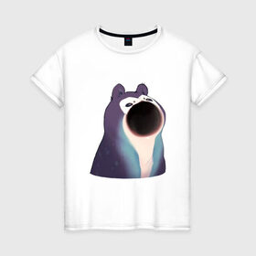 Женская футболка хлопок с принтом Голодный зверь , 100% хлопок | прямой крой, круглый вырез горловины, длина до линии бедер, слегка спущенное плечо | pop cat | арт | бедна | голод | кот | кошка | мем | необычное животное | пасть | птица | рисунок | сова