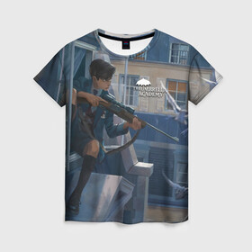 Женская футболка 3D с принтом Пятый снайпер , 100% полиэфир ( синтетическое хлопкоподобное полотно) | прямой крой, круглый вырез горловины, длина до линии бедер | umbrella academy | академия амбрелла | клаус харгривз | номер пять | роберт шиэн