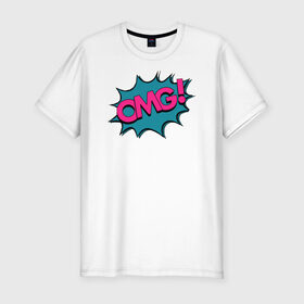 Мужская футболка хлопок Slim с принтом OMG! Комикс , 92% хлопок, 8% лайкра | приталенный силуэт, круглый вырез ворота, длина до линии бедра, короткий рукав | memes | omg | английский | бум | комикс | лол | мемы | надпись | омг | поп арт | текст
