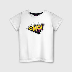 Детская футболка хлопок с принтом Omg! , 100% хлопок | круглый вырез горловины, полуприлегающий силуэт, длина до линии бедер | memes | omg | английский | бум | комикс | лол | мемы | надпись | омг | полосы | поп арт | текст | узоры