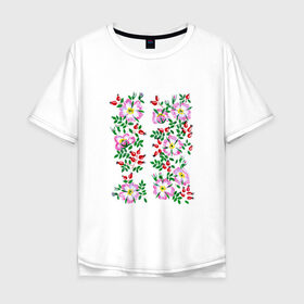 Мужская футболка хлопок Oversize с принтом Цветы , 100% хлопок | свободный крой, круглый ворот, “спинка” длиннее передней части | букет | картинки | лепестки | лето | популярные | прикольные | тренды | цветы