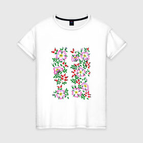 Женская футболка хлопок с принтом Цветы , 100% хлопок | прямой крой, круглый вырез горловины, длина до линии бедер, слегка спущенное плечо | букет | картинки | лепестки | лето | популярные | прикольные | тренды | цветы