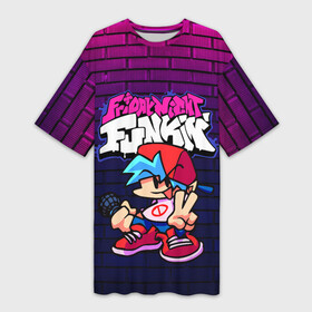 Платье-футболка 3D с принтом FRIDAY NIGHT FUNKIN ,  |  | friday night funkin | game | whitty | батл | графити | игра | музыка | пятницу вечером. | фридей найт фанкин