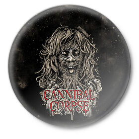 Значок с принтом Cannibal Corpse ,  металл | круглая форма, металлическая застежка в виде булавки | Тематика изображения на принте: canibal corpse | cannibal corpse | death metal | группы | дэт метал | канибал корпс | метал | рок