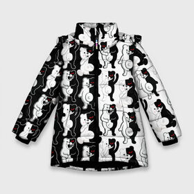 Зимняя куртка для девочек 3D с принтом MONOKUMA  МОНОКУМА ПАТТЕРН , ткань верха — 100% полиэстер; подклад — 100% полиэстер, утеплитель — 100% полиэстер. | длина ниже бедра, удлиненная спинка, воротник стойка и отстегивающийся капюшон. Есть боковые карманы с листочкой на кнопках, утяжки по низу изделия и внутренний карман на молнии. 

Предусмотрены светоотражающий принт на спинке, радужный светоотражающий элемент на пуллере молнии и на резинке для утяжки. | Тематика изображения на принте: anime | danganronpa | enoshima | junko | monokuma | аниме | джунко | игра | манга | медведь | монокума | паттерн | робот медведь | эношима
