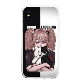 Чехол для iPhone XS Max матовый с принтом MONOKUMA  JUNKO , Силикон | Область печати: задняя сторона чехла, без боковых панелей | anime | danganronpa | enoshima | junko | monokuma | аниме | джунко | игра | манга | медведь | монокума | робот медведь | эношима