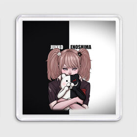 Магнит 55*55 с принтом MONOKUMA  JUNKO , Пластик | Размер: 65*65 мм; Размер печати: 55*55 мм | anime | danganronpa | enoshima | junko | monokuma | аниме | джунко | игра | манга | медведь | монокума | робот медведь | эношима