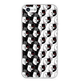 Чехол для iPhone 5/5S матовый с принтом MONOKUMA  МОНОКУМА PATTERN , Силикон | Область печати: задняя сторона чехла, без боковых панелей | anime | danganronpa | enoshima | junko | monokuma | аниме | джунко | игра | манга | медведь | монокума | робот медведь | эношима