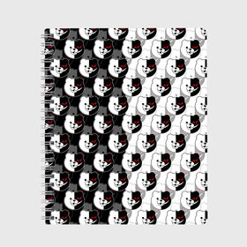 Тетрадь с принтом MONOKUMA  МОНОКУМА PATTERN , 100% бумага | 48 листов, плотность листов — 60 г/м2, плотность картонной обложки — 250 г/м2. Листы скреплены сбоку удобной пружинной спиралью. Уголки страниц и обложки скругленные. Цвет линий — светло-серый
 | anime | danganronpa | enoshima | junko | monokuma | аниме | джунко | игра | манга | медведь | монокума | робот медведь | эношима