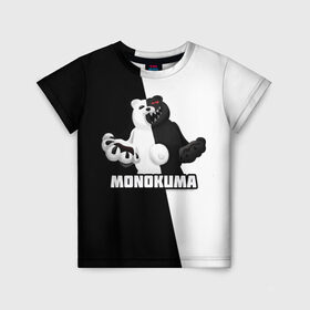 Детская футболка 3D с принтом МОНОКУМА , 100% гипоаллергенный полиэфир | прямой крой, круглый вырез горловины, длина до линии бедер, чуть спущенное плечо, ткань немного тянется | anime | danganronpa | enoshima | junko | monokuma | аниме | джунко | игра | манга | медведь | монокума | робот медведь | эношима