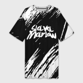 Платье-футболка 3D с принтом SLAVA MARLOW | СЛАВА МАРЛОУ ,  |  | rap | slava marlow | артём готлиб | видеоблогер и рэпер | российский музыкальный продюсер | рэп | слава марлоу