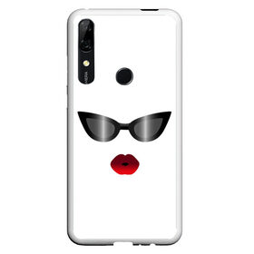 Чехол для Honor P Smart Z с принтом черные очки, красные губы , Силикон | Область печати: задняя сторона чехла, без боковых панелей | градиент | для стильных | красные губы | модные очки | помада. | поцелуй | пухлые губы | черные очки