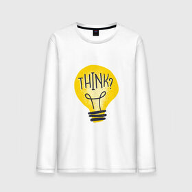 Мужской лонгслив хлопок с принтом Лампочка Think , 100% хлопок |  | art | bulb | idea | illustration | lamp | light | light bulb | retro | vintage | айдиа | арт | вдохновение | винтаж | дизайн лампочки | думаешь | думай | идея | иллюстрация | лампа | лампа накаливания | мысли | мысль | ретро | рисунок