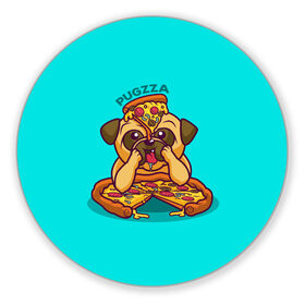 Коврик для мышки круглый с принтом Мопс с пиццей , резина и полиэстер | круглая форма, изображение наносится на всю лицевую часть | pizza | мопс с пиццей | пицца | пицца с колбасой | собака с пиццей