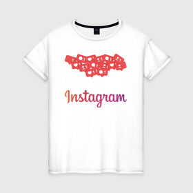 Женская футболка хлопок с принтом Instagram , 100% хлопок | прямой крой, круглый вырез горловины, длина до линии бедер, слегка спущенное плечо | facebook | instagram | инста | инстаграм | платформа | приложение | редактор фотографий | социальная сеть | соцсеть
