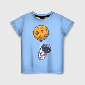 Детская футболка 3D с принтом Космонавт с шариком , 100% гипоаллергенный полиэфир | прямой крой, круглый вырез горловины, длина до линии бедер, чуть спущенное плечо, ткань немного тянется | cosmonaut | граффити | космонавт | космонавт с шариком | космос | милый космонавт | рисунок | шарик планета
