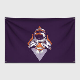 Флаг-баннер с принтом Космонавт ест бургер , 100% полиэстер | размер 67 х 109 см, плотность ткани — 95 г/м2; по краям флага есть четыре люверса для крепления | cosmonaut | граффити | космонавт | космонавт ест бургер | космос | рисунок | тату | татуировки | фиолетовый фон
