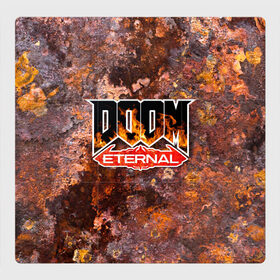 Магнитный плакат 3Х3 с принтом DOOM Eternal (логотип) , Полимерный материал с магнитным слоем | 9 деталей размером 9*9 см | doom | doom eternal | дум | игра | логотип | шутер