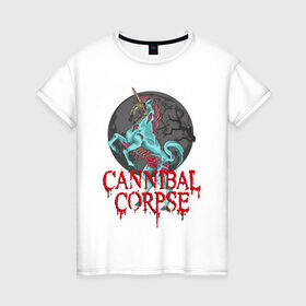 Женская футболка хлопок с принтом Cannibal Corpse | Труп Каннибала (Z) , 100% хлопок | прямой крой, круглый вырез горловины, длина до линии бедер, слегка спущенное плечо | cannibal | cannibal corpse | corpse | death metal | deathgrind | алекс уэбстер | брутальный дэт метал | дэт метал | дэтграйнд | пол мазуркевич | роб барретт | труп каннибала