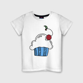 Детская футболка хлопок с принтом Sweets , 100% хлопок | круглый вырез горловины, полуприлегающий силуэт, длина до линии бедер | вишенка | вкусняшки | десерт | еда | капкейк | кекс | конфеты | сладости