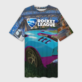 Платье-футболка 3D с принтом Rocket League ,  |  | cars | game | games | rocket league | гонка | гонки | машина | машины | рокет лига