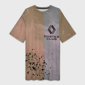 Платье-футболка 3D с принтом Renault Duster Club | Рено Дастер Клуб ,  |  | club | duster | logan | logo | renault | брызги | дастер | знак | значок | клуб | логан | лого | логотип | полоса | разводы | рено
