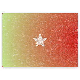 Поздравительная открытка с принтом Звезда АПВ 128КЗ , 100% бумага | плотность бумаги 280 г/м2, матовая, на обратной стороне линовка и место для марки
 | qr код | амулет | антивирус | антидепрессант | антистресс | градиент | звезда | иммуномодулятор | коллаж | красный | оберег | салатовый | талисман