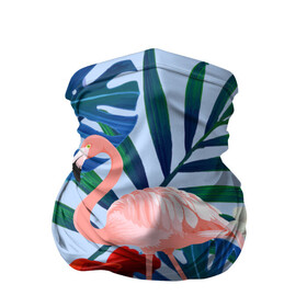 Бандана-труба 3D с принтом Фламинго в папоротнике , 100% полиэстер, ткань с особыми свойствами — Activecool | плотность 150‒180 г/м2; хорошо тянется, но сохраняет форму | папоротник | птица | рисунок | тропики | фламинго | фламинго в папоротнике