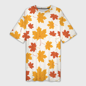 Платье-футболка 3D с принтом Осень   Autumn ,  |  | autumn | indian summer | leaf fall | maple | maple leaf | season | бабье лето | время года | клён | кленовый лист | листопад | осень