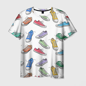 Мужская футболка 3D с принтом Кеды / Sneakers , 100% полиэфир | прямой крой, круглый вырез горловины, длина до линии бедер | half sneakers | shoes | sneakers | кеды | крассы | кроссовки | обувь | полукеды | спорт