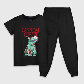 Детская пижама хлопок с принтом Cannibal Corpse | Труп Каннибала (Z) , 100% хлопок |  брюки и футболка прямого кроя, без карманов, на брюках мягкая резинка на поясе и по низу штанин
 | cannibal | cannibal corpse | corpse | death metal | deathgrind | алекс уэбстер | брутальный дэт метал | дэт метал | дэтграйнд | пол мазуркевич | роб барретт | труп каннибала
