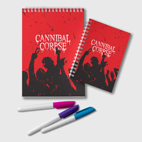 Блокнот с принтом Cannibal Corpse | Труп Каннибала (Z) , 100% бумага | 48 листов, плотность листов — 60 г/м2, плотность картонной обложки — 250 г/м2. Листы скреплены удобной пружинной спиралью. Цвет линий — светло-серый
 | Тематика изображения на принте: cannibal | cannibal corpse | corpse | death metal | deathgrind | алекс уэбстер | брутальный дэт метал | дэт метал | дэтграйнд | пол мазуркевич | роб барретт | труп каннибала